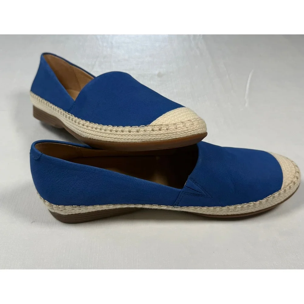 Dansko Espadrille Flats Size 38 Cobalt Blue Lesley Nubuck Slip On‎